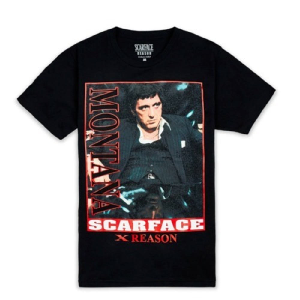 Reason X Scarface Tony Montana Graphic Print Black Mens Large T Shirt 80s Retro